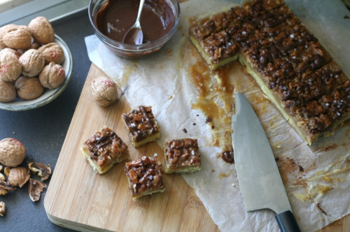 Salted honey and walnut bars
